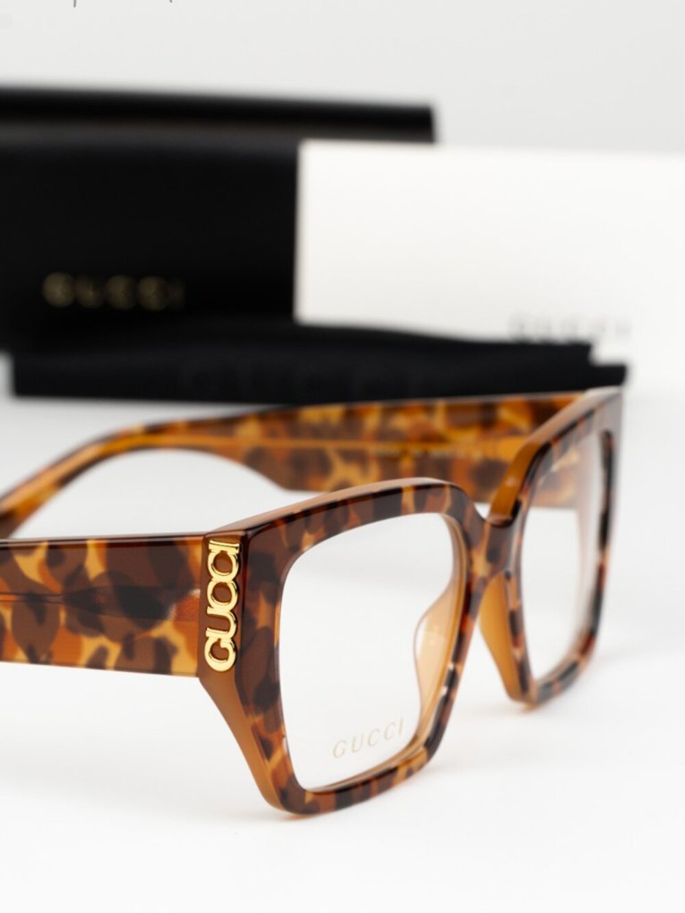 Gucci Women Eyeglasses Havana Demo Square GG2042O 004 NEW AUTHENTIC - Picture 3 of 7